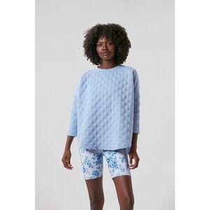 Tuckernuck Sport Quilted Pullover Hydrangea Blue Crewneck Swing Top L